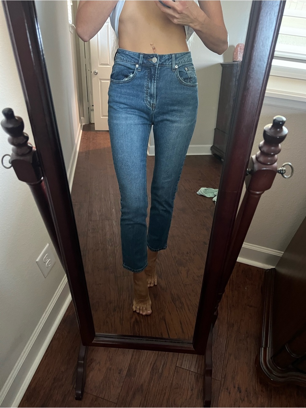 Gianni Bini high -Rise Cropped Straight Jeans - Denim Blue